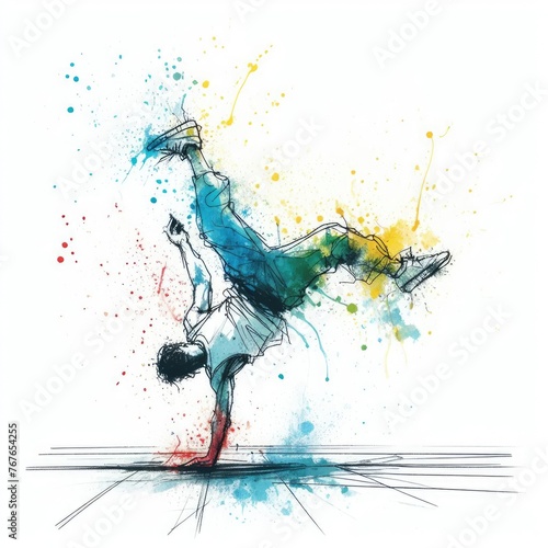 dancer hip hop, breakdance drawing isolated with Generative AI. © CarlosTamsui