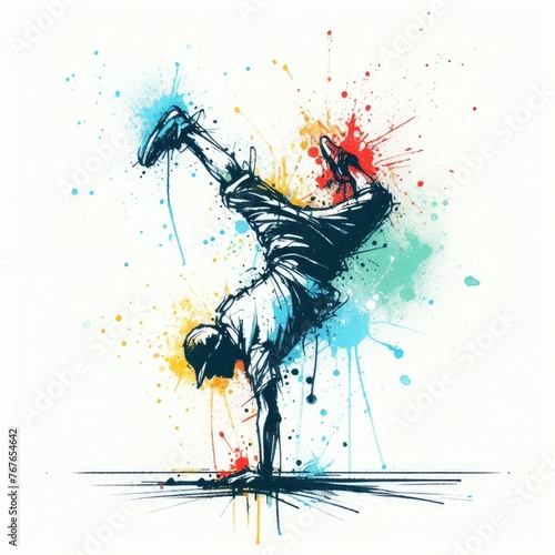 dancer hip hop  breakdance drawing isolated with Generative AI.