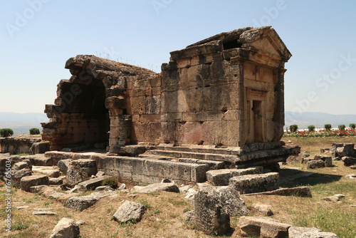 The tomb A18 at the northern Necropolis of the ancient site of Hierapolis, Pamukkale, Denizli, Turkey photo