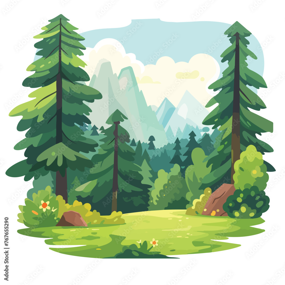 Forest landscape icon image cartoon vector illustra
