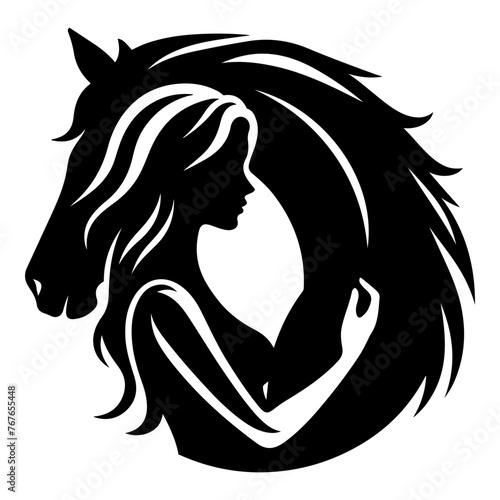 A Girl with Horse Vector, A Woman with Horse Vector, Woman Love Horse Silhouette 