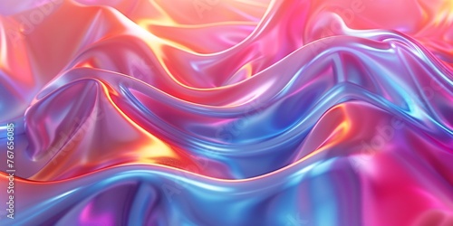 Vibrant 3D illustration of a dynamic, shimmering, and curved metallic wave for use in various designs.