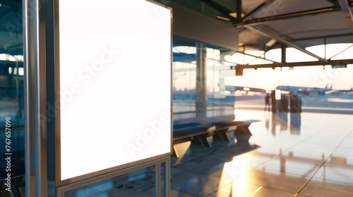 Imitation of empty illuminated display in air terminal. photo