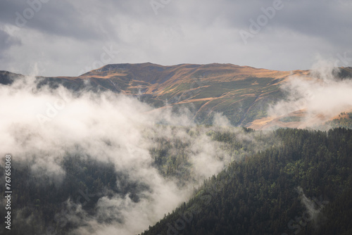 breathtaking views in Tusheti - in one of the most beautiful regions of Georgia. Autumn colors add charm and mood. photo