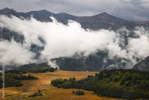 breathtaking views in Tusheti - in one of the most beautiful regions of Georgia. Autumn colors add charm and mood. photo