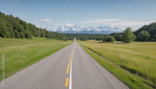 Illustration of a straight road colorful background