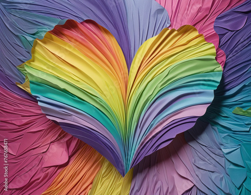 Rainbow gradient textural heart cut out on transparent background colorful background