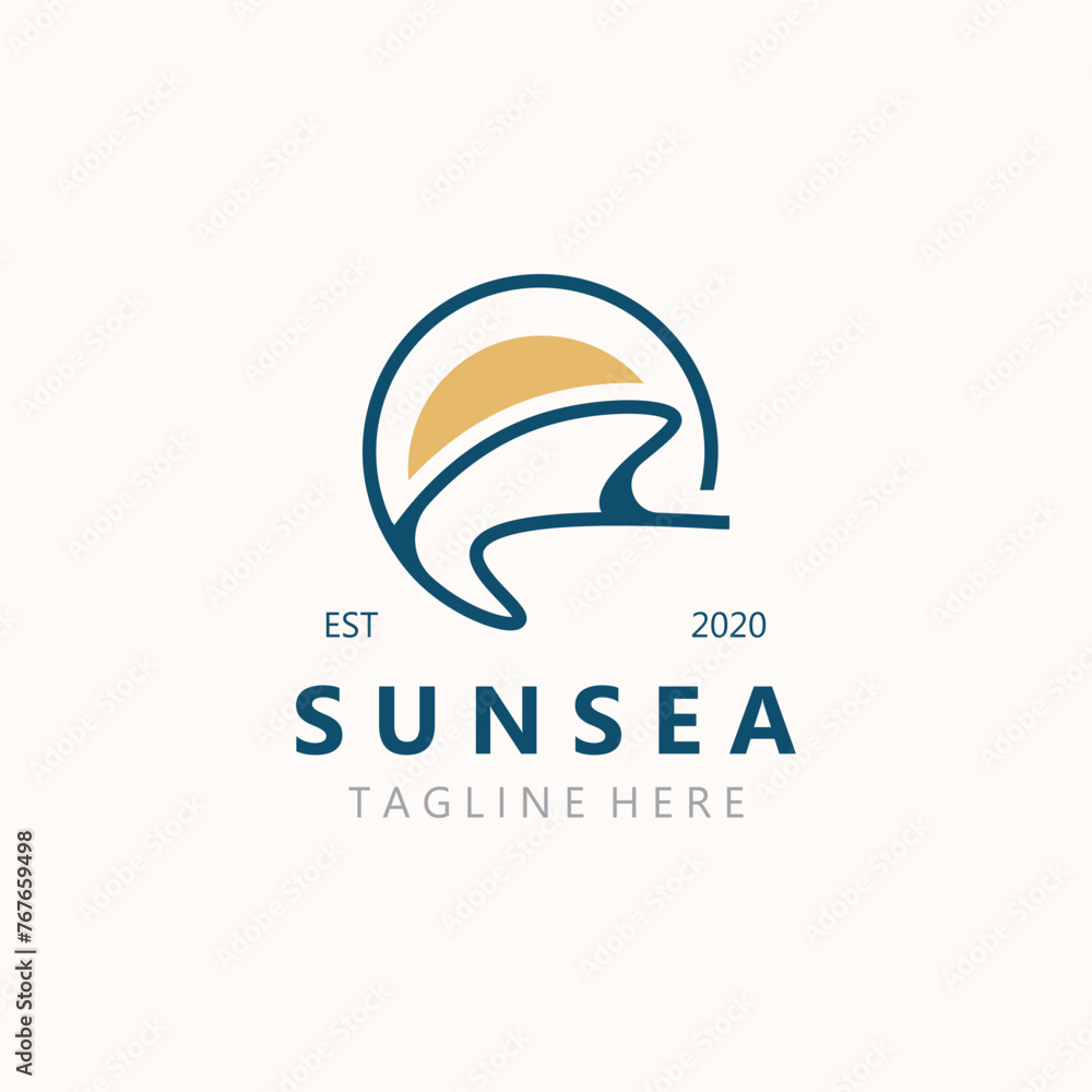 Sunsea wave Logo design creative premium sun beach logo icon vector template Sunsea wave Logo design creative premium sun beach logo icon vector template