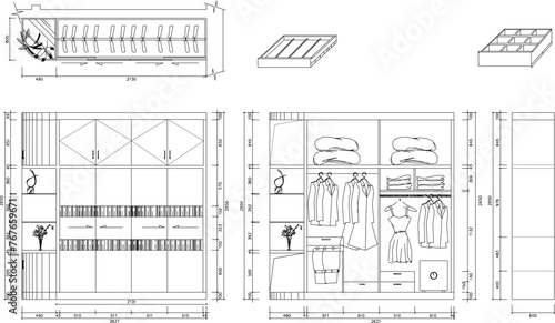 Adobe Illustrator Artwork Vector illustrator design sketch of clothes cupboard furniture for home interior furnishings 