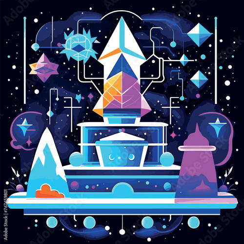 Wallpaper Mural Winter sale product banner, podium platform with geometric shapes and snowflakes background. Generative AI
 Torontodigital.ca