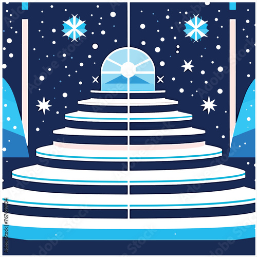 Wallpaper Mural Winter sale product banner, podium platform with geometric shapes and snowflakes background. Generative AI
 Torontodigital.ca