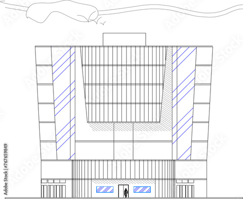 Adobe Illustrator Artwork Vector sketch design illustrator architectural engineering drawing of modern multi-storey apartment hotel building