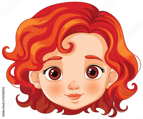 Vector illustration of a young girl with curly hair.