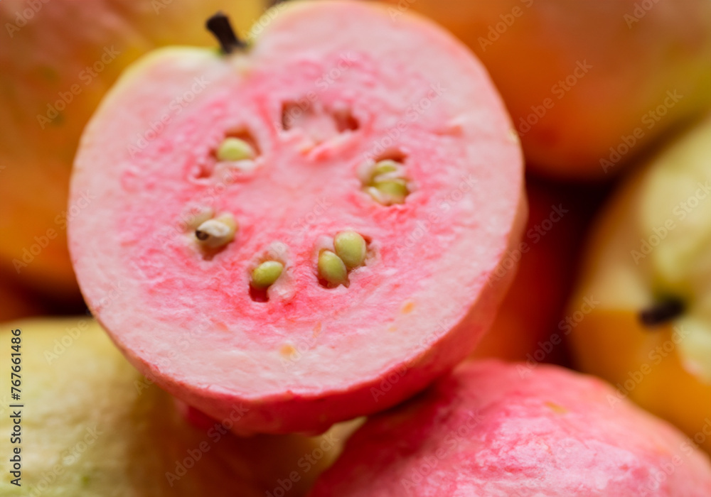 Close up Fresh pink guava Close up Fresh pink guava
