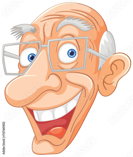 Vector illustration of a happy senior man smiling.