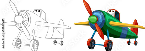 Two stylized vector airplanes with playful designs