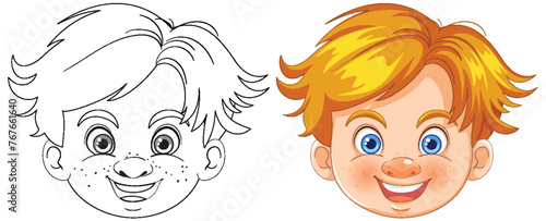 Vector illustration of a happy young boy's face