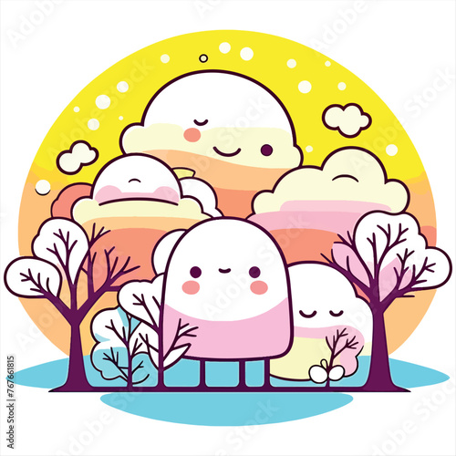 Wallpaper Mural Winter trees sunset snow. Generative AI
 Torontodigital.ca