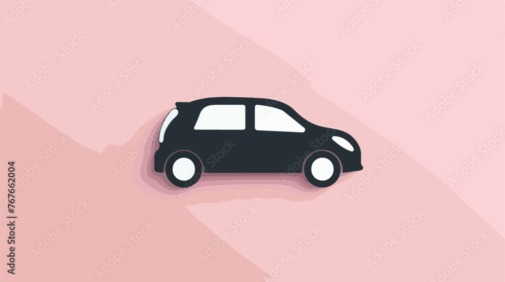 Car sign illustration. Black icon in white shell at p