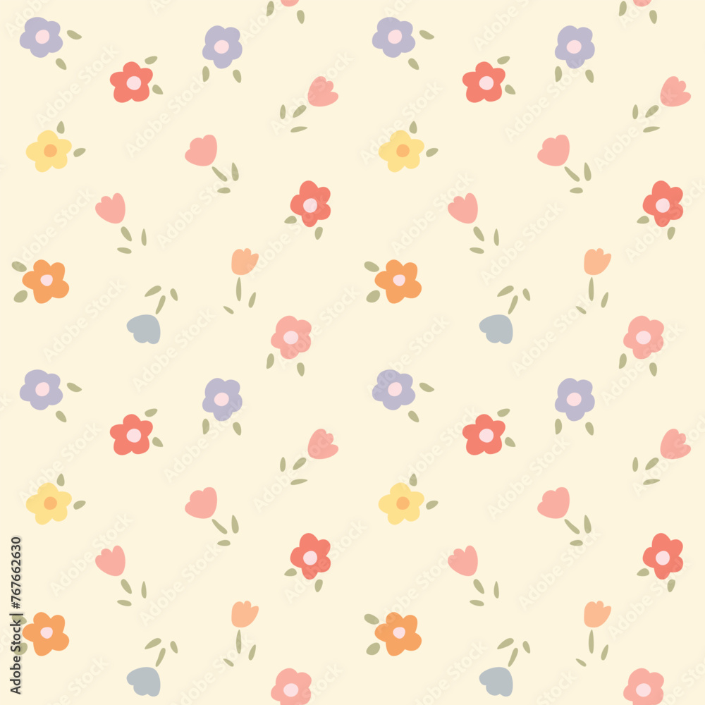 Japanese Cute Flower Leaf Motif Vector Seamless Pattern Japanese Cute Flower Leaf Motif Vector Seamless Pattern