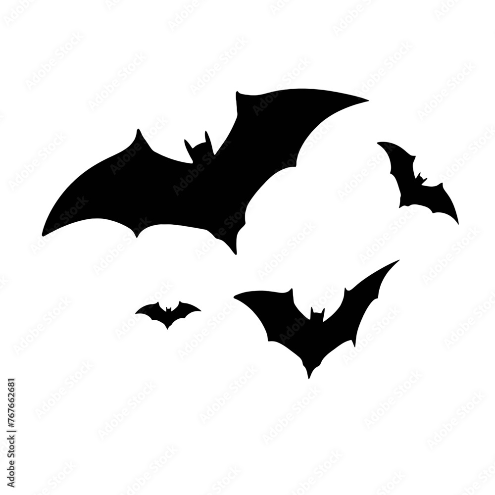 Black silhouettes of bats on a white background Black silhouettes of bats on a white background