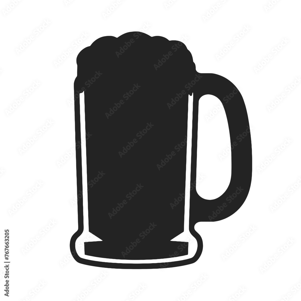 Glass mug of beer. Hand drawn vector illustration isolated on white. Glass mug of beer. Hand drawn vector illustration isolated on white.