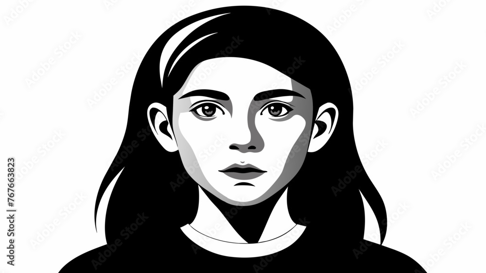 Teenage Beauty Vector Portrait Drawing of a Girl's Face Teenage Beauty Vector Portrait Drawing of a Girl's Face