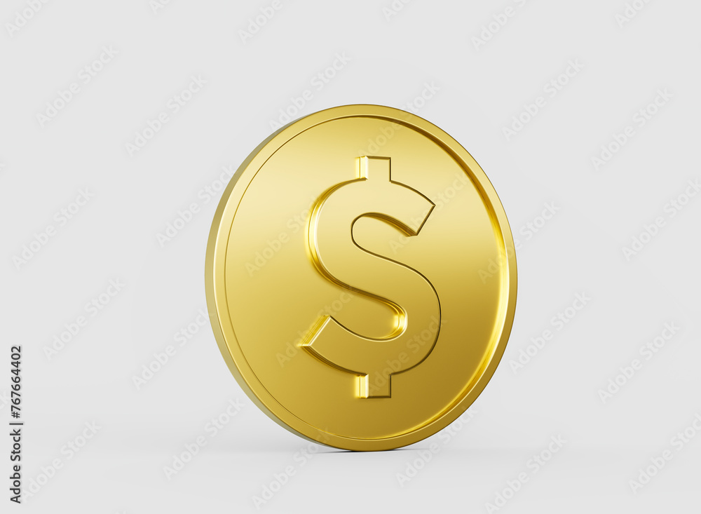 3d Golden Shiny Rounded United States Dollar Coin Isolated On White Background 3d Illustration 3d Golden Shiny Rounded United States Dollar Coin Isolated On White Background 3d Illustration