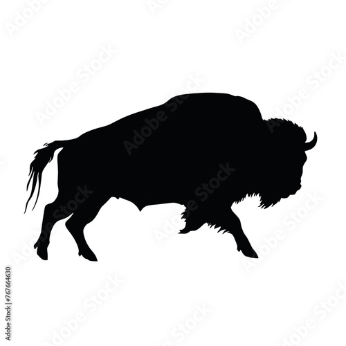 silhouette  of American bison  or buffalo