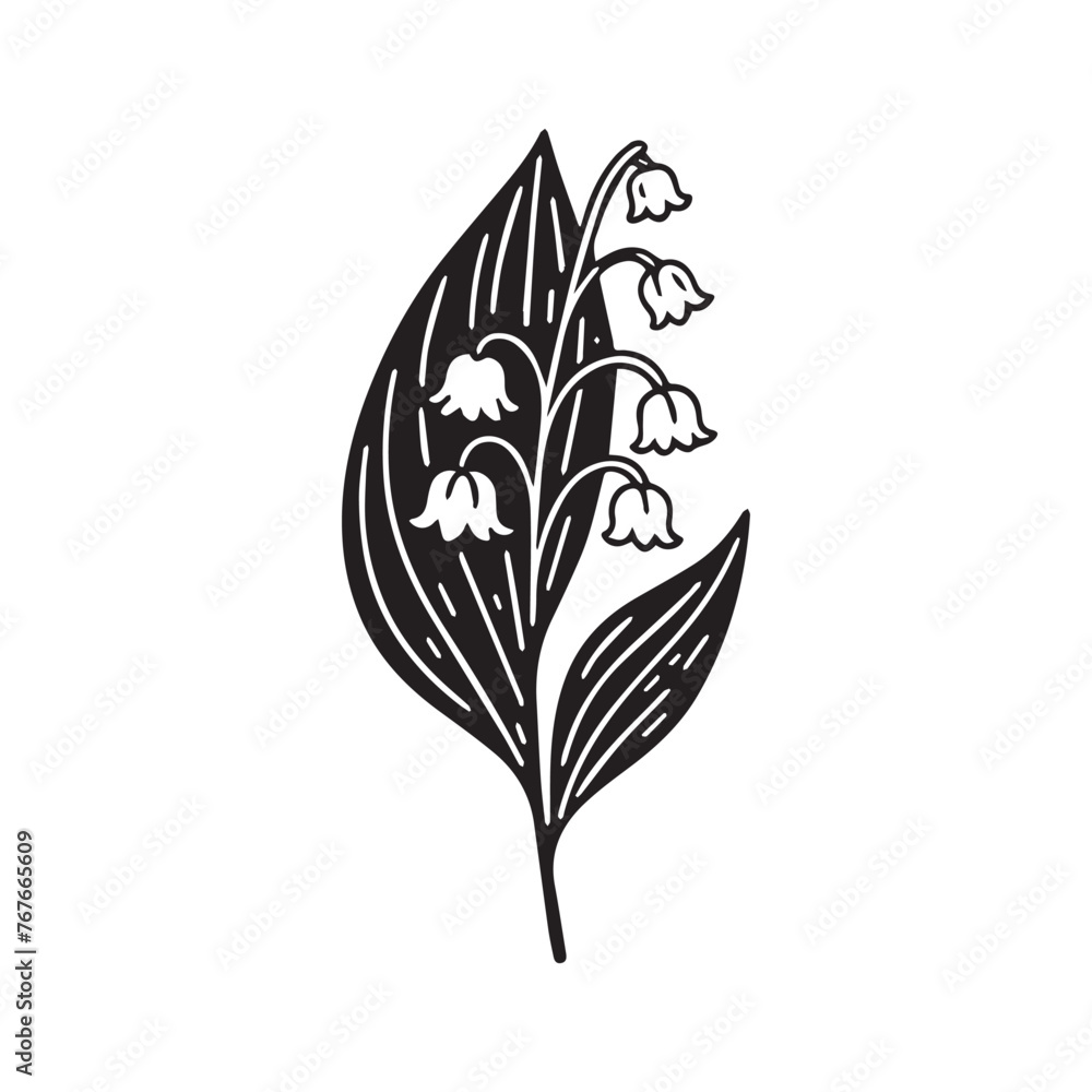 Obraz premium Tree Vector illustration in black and white - Plant Leaf Silhouette Design 