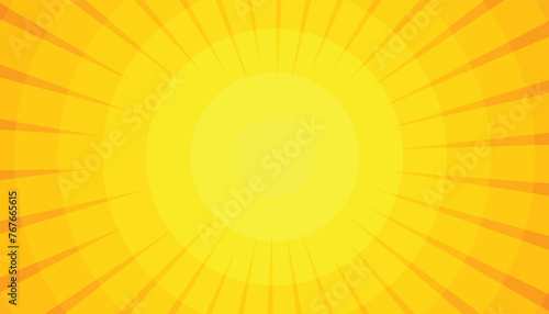 sub bust, thunder lights, comic sunbust with yellow background design, comic book style, halftone background