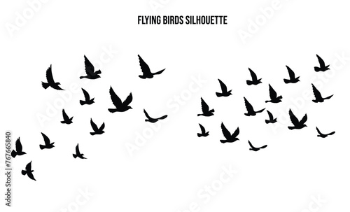 Group of flying birds silhouette illustration