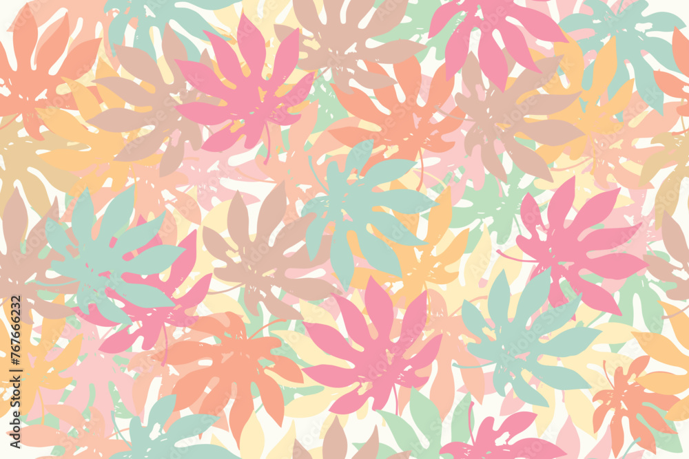 Fototapeta premium Botanical seamless background. Tropical leaves.