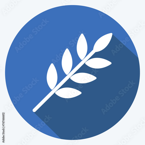 Wheat Icon in trendy long shadow style isolated on soft blue background