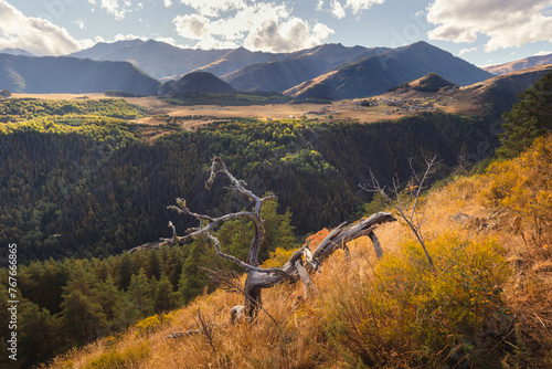 breathtaking views in Tusheti - in one of the most beautiful regions of Georgia. Autumn colors add charm and mood. photo