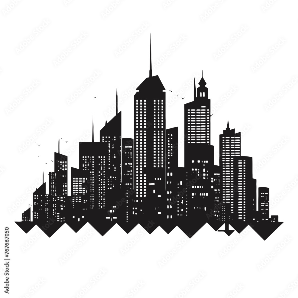 Fototapeta premium City silhouette vector set. Panorama city background. 