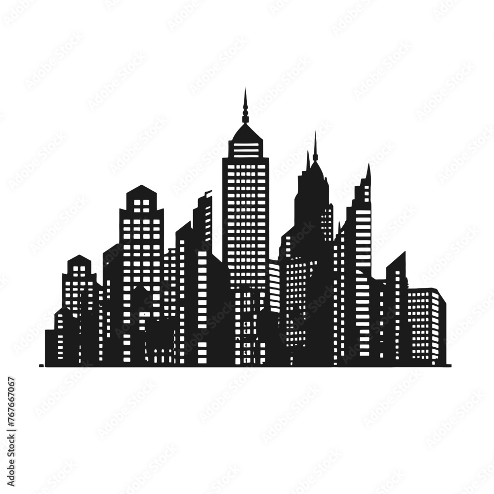 Naklejka premium City silhouette vector set. Panorama city background. 