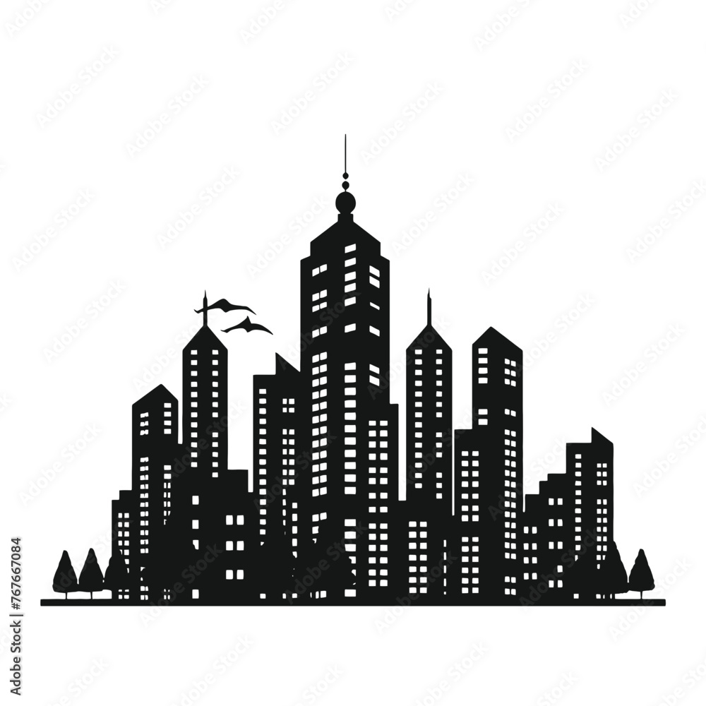 City silhouette vector set. Panorama city background.  