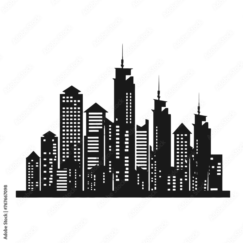 City silhouette vector set. Panorama city background.  