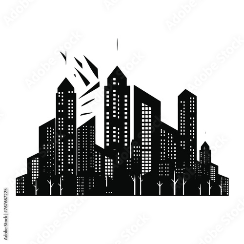 City silhouette vector set. Panorama city background.  