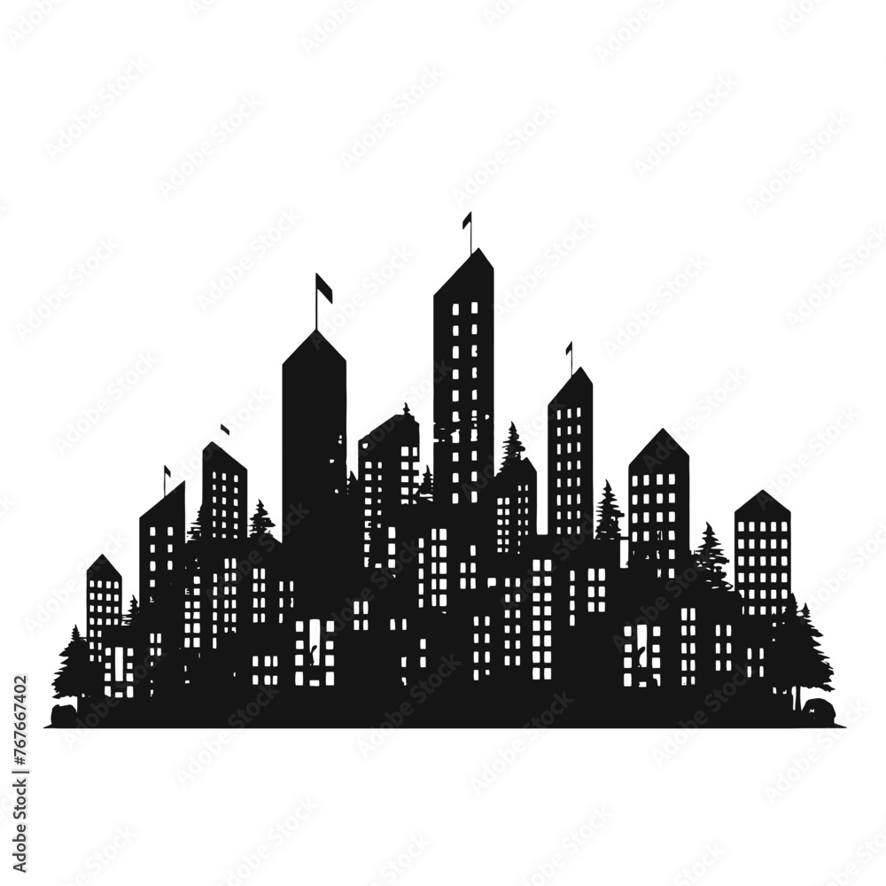 Obraz premium City silhouette vector set. Panorama city background. 