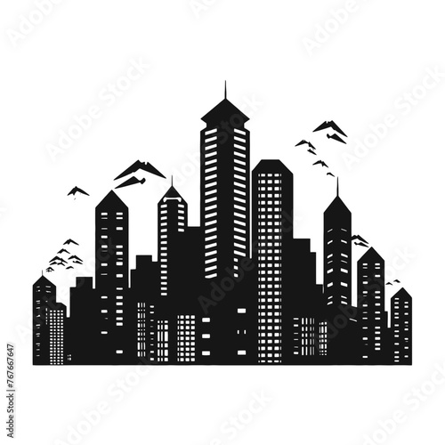 City silhouette vector set. Panorama city background.  