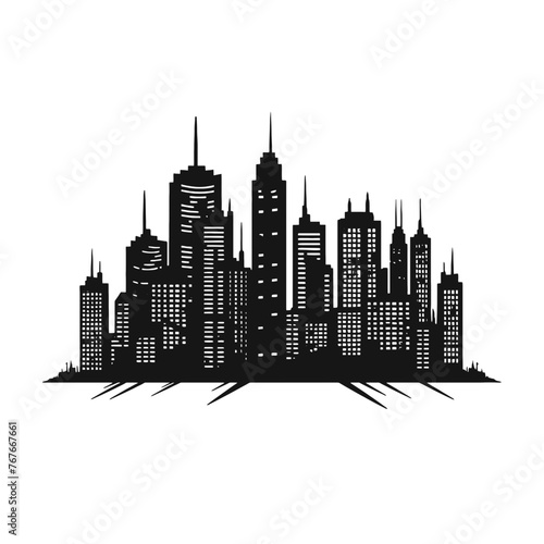 City silhouette vector set. Panorama city background.  