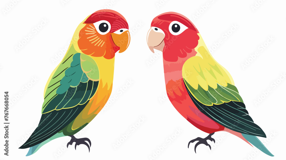 Parrot Lovebirds flat vector isolated on white background
