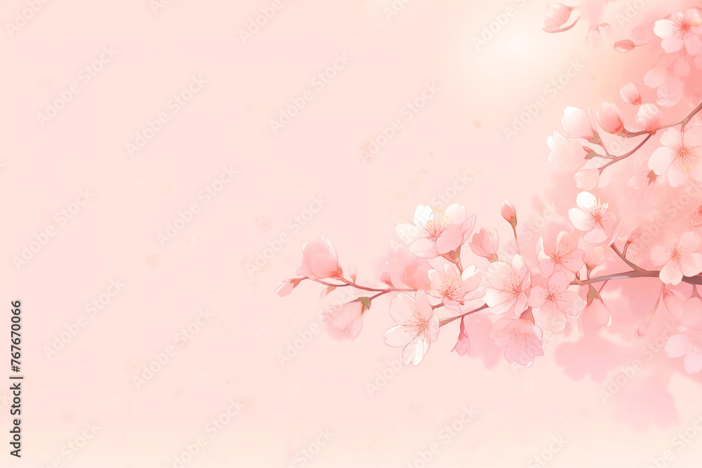 Fototapeta premium Elegant and beautiful cherry blossom background material, Generative AI