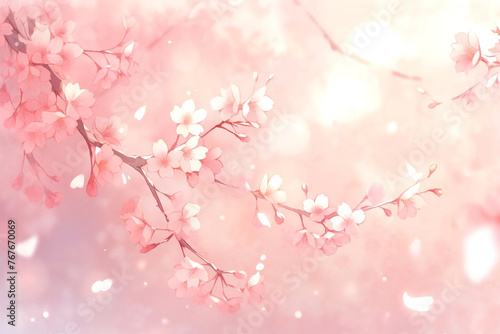 Elegant and beautiful cherry blossom background material  Generative AI