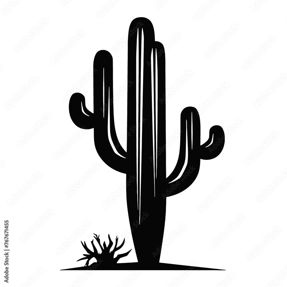 Cactus silhouettes illustrated on white Cactus silhouettes illustrated on white