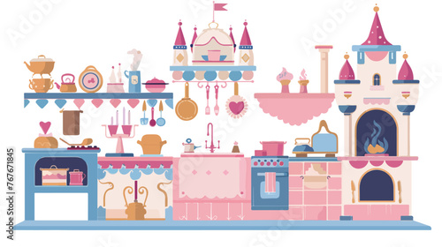 Princess Kitchen flat vector isolated on white background