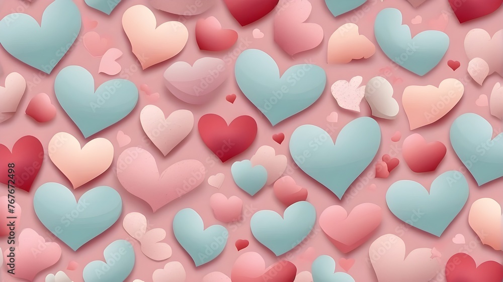 Valentine Hearts Pattern in Pastel Seamless