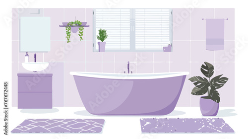 Quaint Bathroom with Purple Accents flat vector isolated